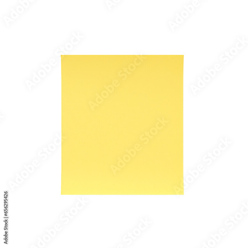 Yellow sticky Post-it notes isolated on a transparent or white background, PNG