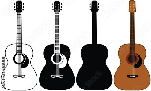 Set of acoustic guitar clipart. Country guitar vector illustration