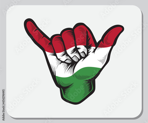 Hungary Shaka Hand Good Vibes Flag
