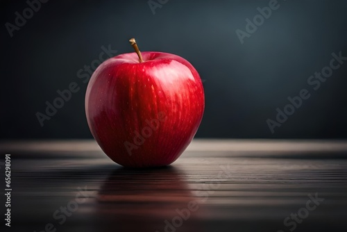 red apple on black background
