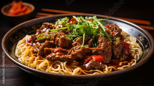 A plate of delicious tomato beef noodles