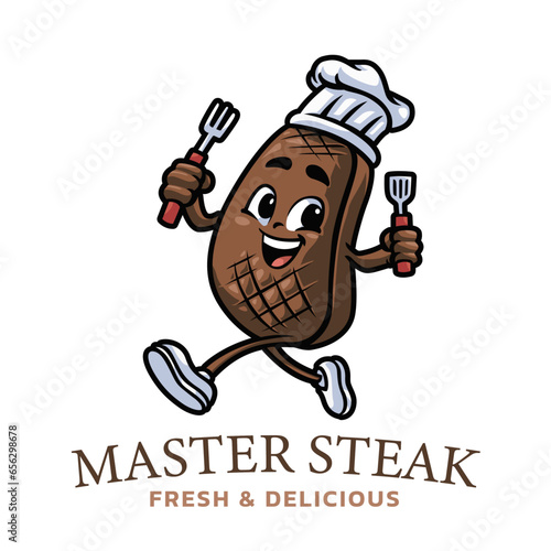 Master Steak Mascot Logo Template
