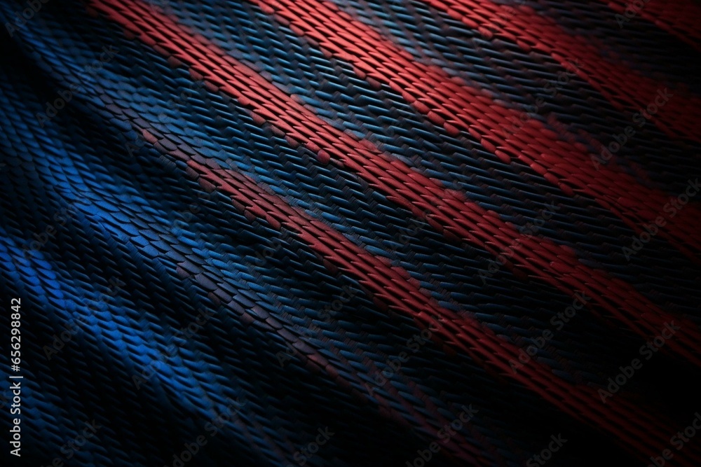 Blue and red carbon fiber background and texture. Generative AI - obrazy, fototapety, plakaty 