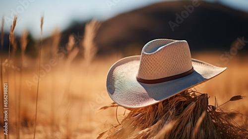 A straw cowgirl hat photo