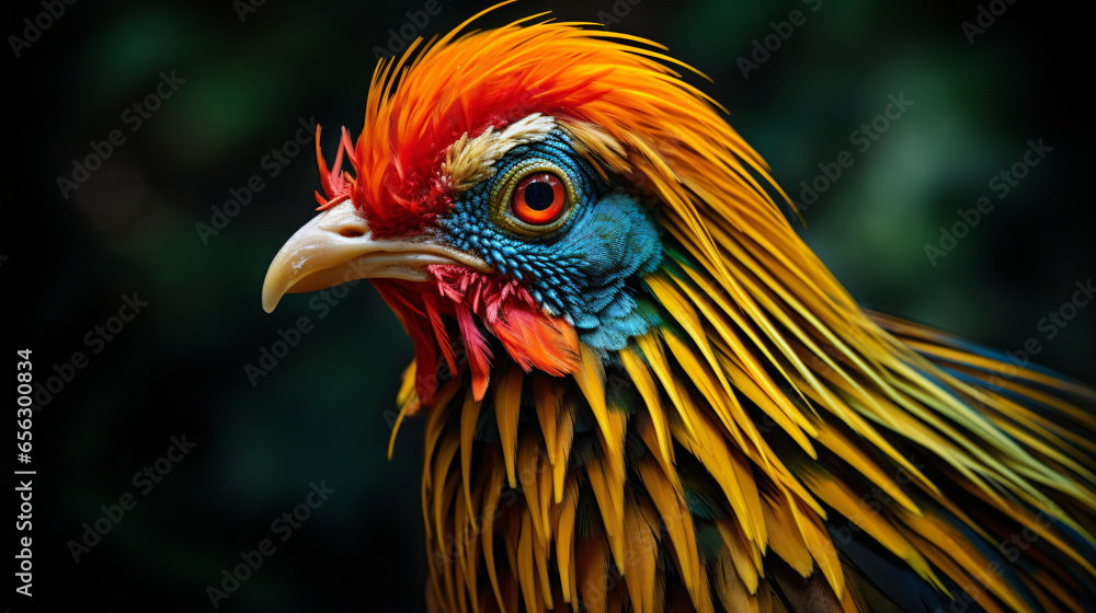 A vibrant colored Golden pheasant