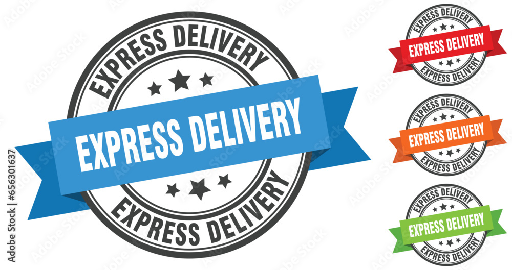 express delivery stamp. round band sign set. label express delivery stamp. round band sign set. label