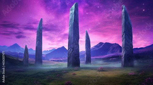 ancient performing megalithic columns, obelisk