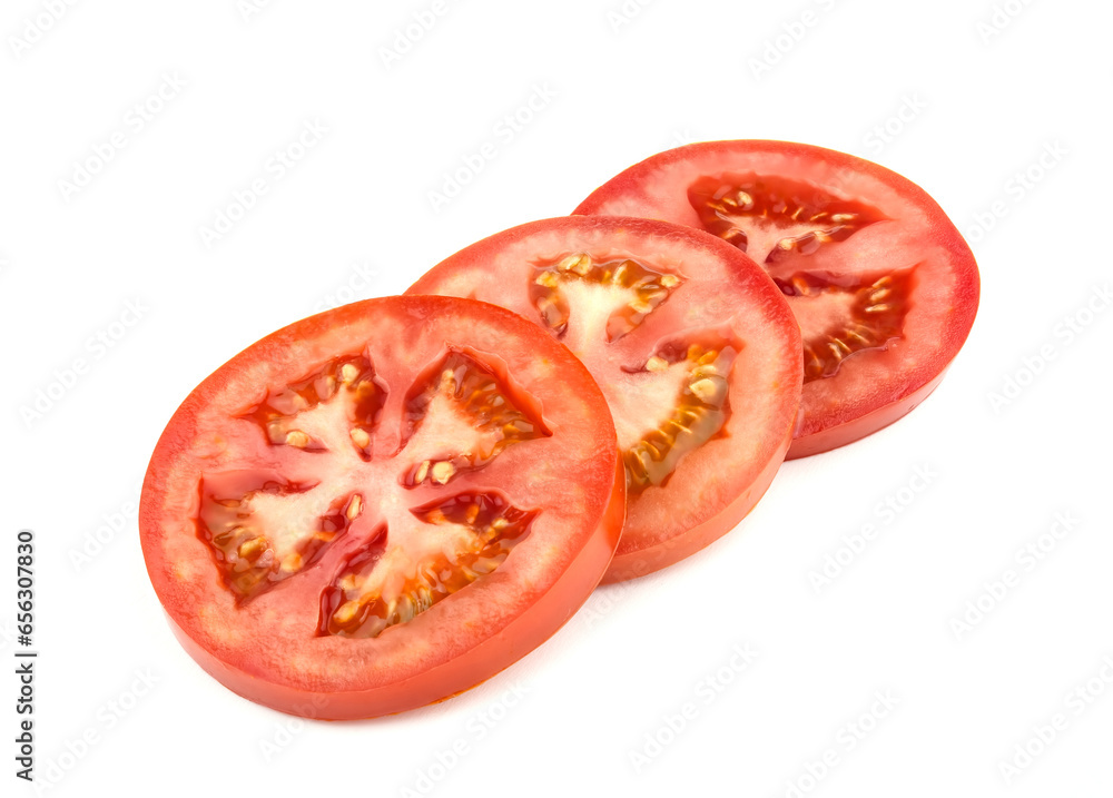 Slices of tomato isolated on white background Slices of tomato isolated on white background