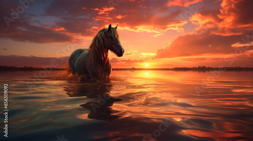 Beautiful pony with a beautiful sunset