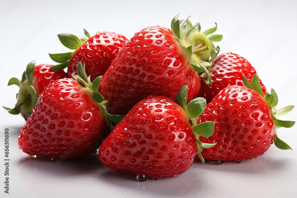 Fresh, juicy strawberries. isolation white background,Generated with AI Fresh, juicy strawberries. isolation white background,Generated with AI