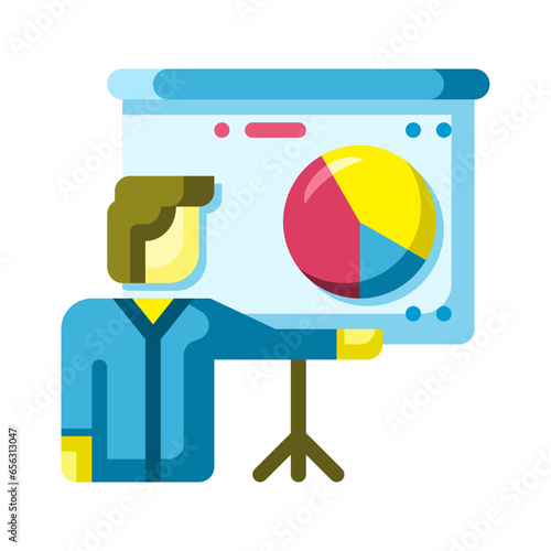 Presentation icon represented with person and whiteboard