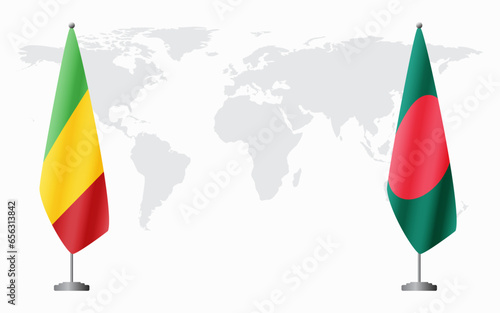 Mali and Bangladesh flags for official meeting