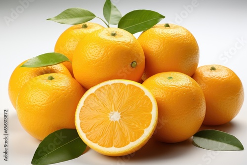 A juicy, sliced orange. isolation white background,Generated with AI