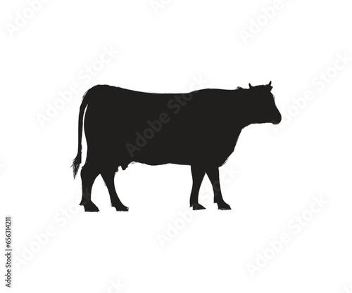 Cow graphic icon. Cow black silhouette isolated on white background. Vector illustration
