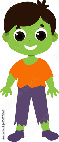 Smiling zombie boy.