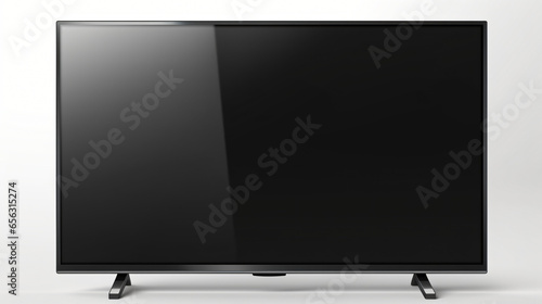 Black LED tv television screen blank isolated on white background
 photo