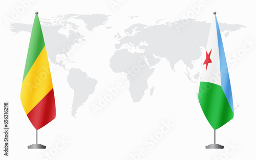 Mali and Djibouti flags for official meeting