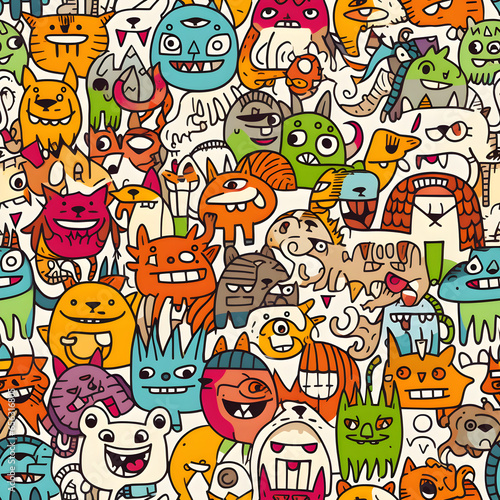 Pattern with funny cartoon monsters 02