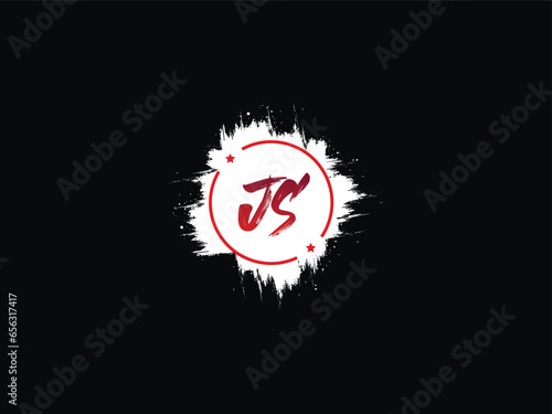 Stylish Js Brush Letter, Modern Circle Js sj Luxury Star Logo Design
