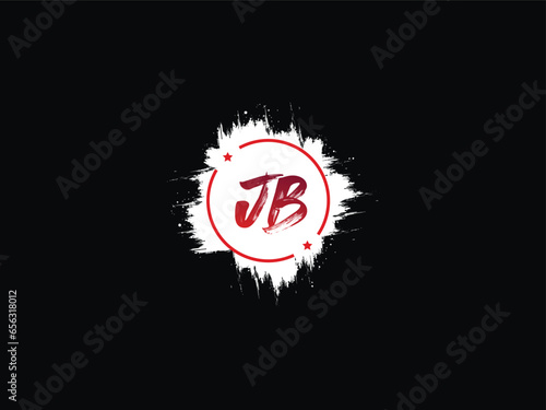 Stylish Jb Brush Letter, Modern Circle Jb bj Luxury Star Logo Design photo