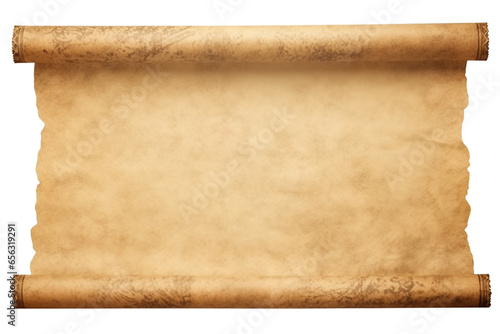 Old medieval paper sheet isolated on a transparent or white background, PNG