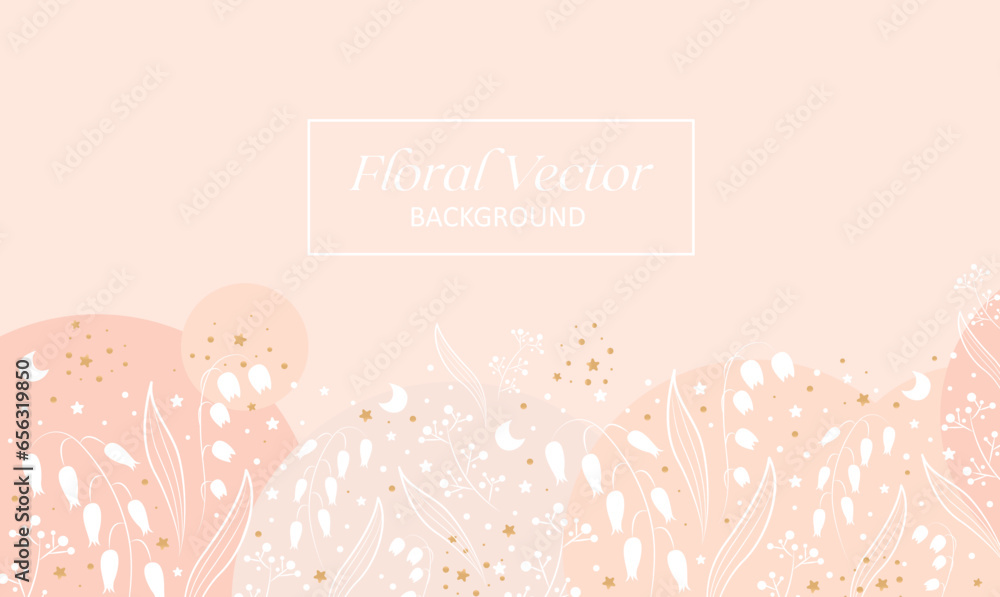 Floral vector background. Luxury wallpaper design with pink flowers, line art, watercolor, flower garden. Elegant gold blossom flowers illustration suitable for fabric, prints, cover.