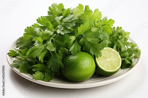 Fresh, aromatic herbs like cilantro and parsley. isolation white background,Generated with AI