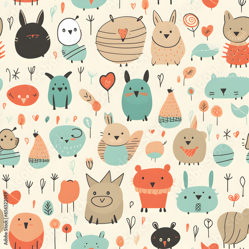 Cute cartoon animals seamless pattern 02