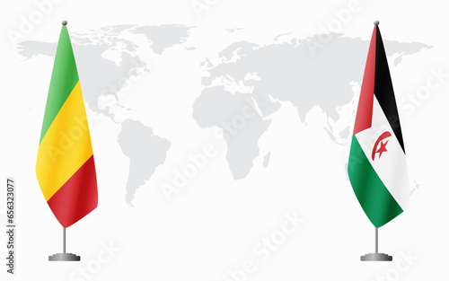 Mali and Western Sahara flags for official meeting