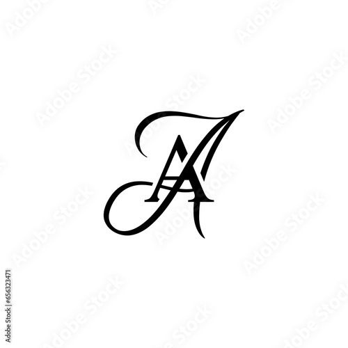 initial letter aa unique monogram logo vector black color