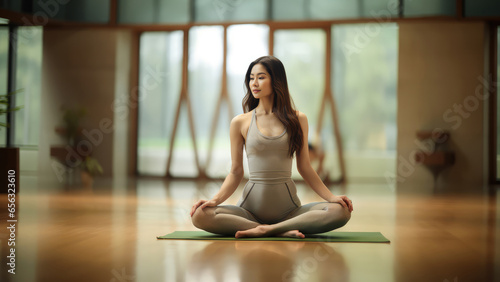 Young asian woman practicing yoga 