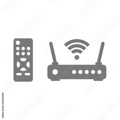 Tv and internet provider service icons. Remote control and router, wi fi, wireless connection and television icon set.