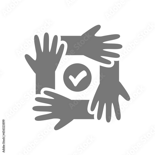 Hands circle, mutual aid and community vector icon. Team and teamwork, helping hand symbol. 