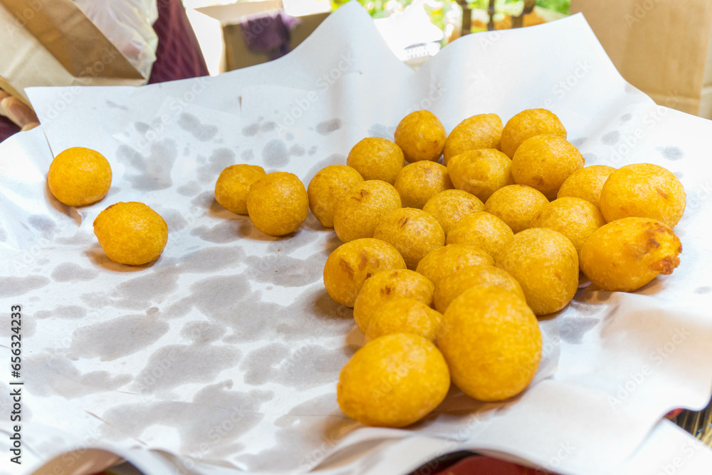 Thai food, Deep Fried Sweet Potato Balls in market Thai food, Deep Fried Sweet Potato Balls in market