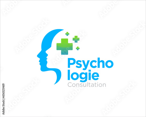 psychology health logo with head and cross figure