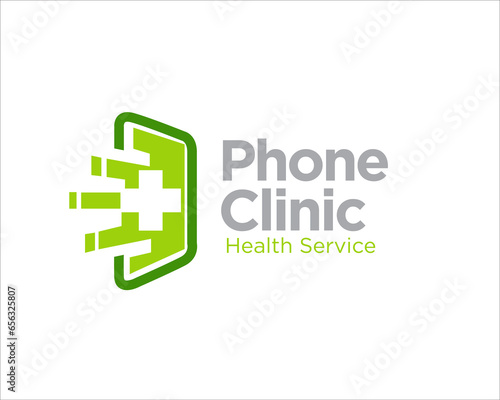 phone clinic logo designs for medical service and app health logo