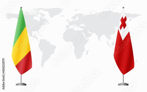 Mali and Tonga flags for official meeting