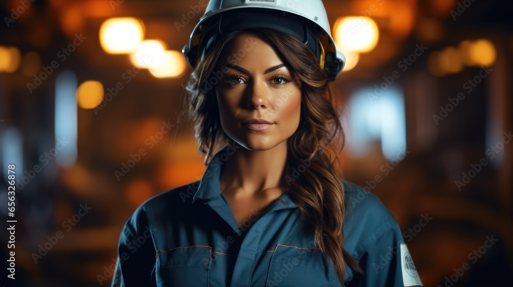 Engineer woman in Uniform and Safety Helmet. Engineer woman in Uniform and Safety Helmet.