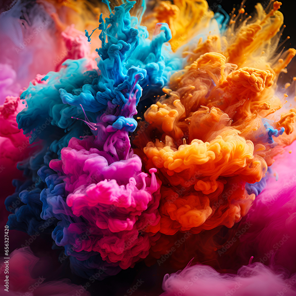 Abstract liquid smoke of various colors
