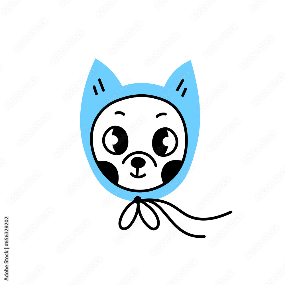 Cute chihuahua in hat doodle. Funny dog wearing winter clothes. Comic pet portrait. Vector illustration. Cute chihuahua in hat doodle. Funny dog wearing winter clothes. Comic pet portrait. Vector illustration.