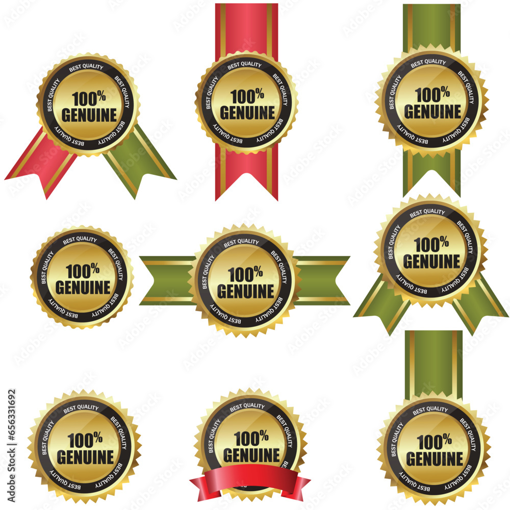 Set of Luxury Gold Quality Badges 100 Guarantee symbol Set of Luxury Gold Quality Badges 100 Guarantee symbol