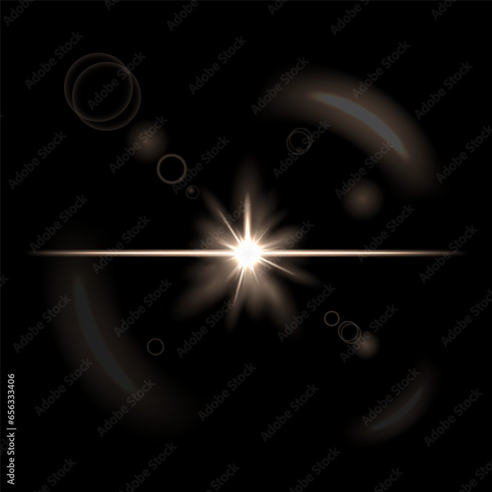 Fototapeta premium Sparkling flat rays of light. realistic light reflection