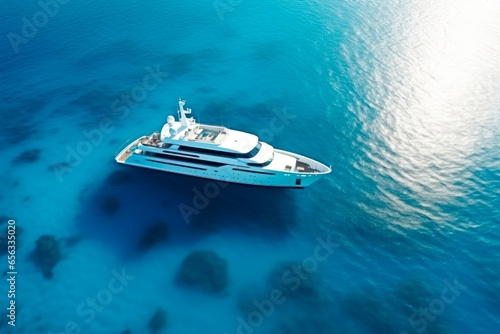 Beautiful white yacht in blue ocean