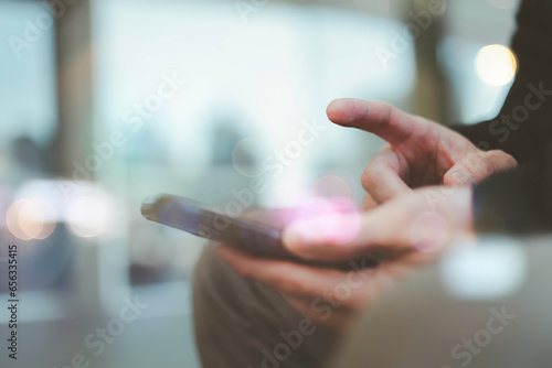 Businessman working with smartphone, tablet and laptop computer on table in office. network concept,artificial intelligence technology, innovation of futuristic.