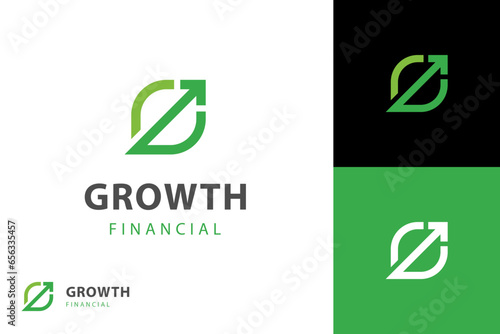 financial growth up logo icon design with leaf and arrow combined for economy, finance element symbol