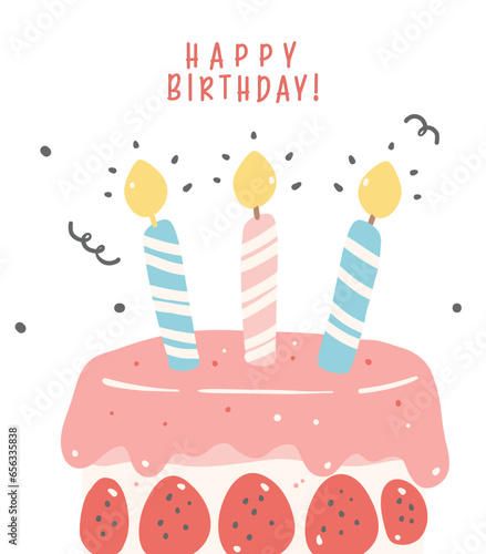cute birthday cakes festive greeting card. Perfect for joyful events and cheerful celebrations.