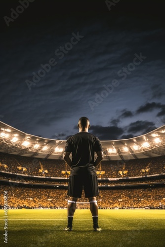 Back view of footballer sta...