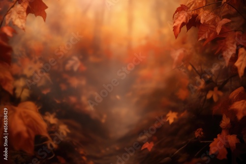 Beautiful blurred autumn background. Colorful foliage in the park.