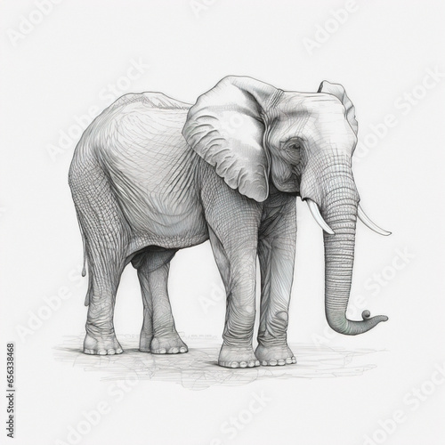 Minimalism Sketch of an Elephant  photo