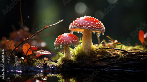 Fly agaric in a beautiful summer forest